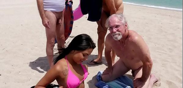  Nikki Kay Enjoys Gangbang with Old Men